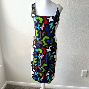 Joseph Ribkoff Multicolor Abstract Print Sheath Dress Size 4